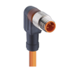 M8 Standard Sensor/Actuator Single-Ended Cordset: Male, angled, 3-pin, A-coded, translucent body, 50 V AC / 60 V DC, 4 A; PVC orange cable, 3-wires, 0.34 mm² - RSMWV 3-06 - Belden Inc.