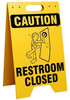 Brady Prinzing Polyethylene Rectangle Yellow Restroom Sign - 12 in Width x 20 in Height - TEXT: CAUTION RESTROOM CLOSED - SF651E - 754473-46352 - R. S. Hughes Company, Inc.
