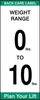 Brady Black / Green on White Paper Machine & Equipment Safety Label - 2 in Width - 5 in Height - Printed Text = BACK CARE LABEL WEIGHT RANGE 0 LBS. TO 10 LBS. PLAN YOUR LIFT - 92300 - 754476-92300 - R. S. Hughes Company, Inc.
