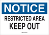 Brady B-302 Polyester Rectangle White Restricted Area / No Trespassing Sign - 14 in Width x 10 in Height - Laminated - TEXT: NOTICE RESTRICTED AREA KEEP OUT - 84168 - 754476-84168 - R. S. Hughes Company, Inc.