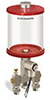 Red Color Key, Clear View Multiple Feed Electro Lubricator, 1 qt Pyrex Reservoir, 2 Feeds, 1/8