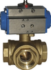 BRASS-3WAY-SPRING RETURN 1/4" NPTF BALL VALVE - T FLOW PATH - B3TS02-0-0 - Quarter Turn Valve