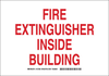 Brady B-401 High Impact Polystyrene Rectangle White Fire Equipment Sign - 14 in Width x 10 in Height - TEXT: FIRE EXTINGUISHER INSIDE BUILDING - 127210 - 754473-75540 - R. S. Hughes Company, Inc.