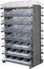 Akro-Mils 1800 lb Clear Gray Powder Coated Steel 16 ga Double Sided Fixed Rack - 36 3/4 in Overall Length - 64 Bins - Bins Included - APRD182 CLEAR -- APRD182 CLEAR - Image