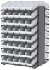 Akro-Mils 1800 lb White Gray Powder Coated Steel 16 ga Double Sided Fixed Rack - 36 3/4 in Overall Length - 80 Bins - Bins Included - APRD18098 WHITE - APRD18098 WHITE - R. S. Hughes Company, Inc.