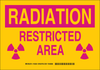 Brady B-302 Polyester Rectangle Yellow Radiation Hazard Sign - 14 in Width x 10 in Height - Laminated - TEXT: RADIATION RESTRICTED AREA - 129227 - 754473-78297 - R. S. Hughes Company, Inc.