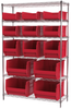 Akro-Mils Akrobin 2000 lb Adjustable Red Chrome Steel Open Adjustable Fixed Shelving System - 3 Bins, 4 Bins - 2000 lb Total Capacity - AWS1848SAB RED - AWS1848SAB RED - R. S. Hughes Company, Inc.