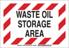 Brady B-401 Polystyrene Rectangle White Chemical, Biohazard, Hazardous & Flammable Material Sign - 14 in Width x 10 in Height - TEXT: WASTE OIL STORAGE AREA - 125794 - 754473-73848 - R. S. Hughes Company, Inc.