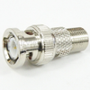 50 Ohm BNC Male (Plug) to 75 Ohm F Female (Jack) Adapter, Nickel Plated Brass Body, 1.5 VSWR -- SM3591 - Image