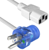 NEMA 5-15P Hospital Grade Right Angled (Clear) to IEC 60320 C13 (Gray), 18AWG / 3C, SJT, 60C, 120 inches -- 243003-06 - Image
