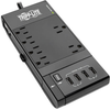 Protect It! 6-Outlet Surge Protector, 4 USB Ports, 6 ft. Cord, 1080 Joules, Diagnostic LED, Black Housing -- TLP66USBR