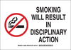 Brady B-555 Aluminum Rectangle White Smoking Not Permitted Sign - 10 in Width x 7 in Height - TEXT: SMOKING WILL RESULT IN DISCIPLINARY ACTION - 128082 - 754473-76840 - R. S. Hughes Company, Inc.
