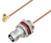 SSMC Plug Right Angle to TNC Female Bulkhead Cable 48 Inch Length Using RG178 Coax - PE3W05518-48 - Pasternack