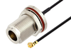 N Female Bulkhead to UMCX 2.5 Plug Cable 6 Inch Length Using 1.37mm Coax, RoHS - PE3CA1010-6 - Pasternack