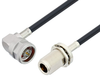 N Male Right Angle to N Female Bulkhead Cable 50 cm Length Using LMR-240-UF Coax - PE3W06441-50CM - Pasternack