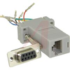 connector,adapter,9 socket cont d-sub to 8 cont rj45 mod jack,1-piece gray hood -- 70081342