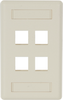 4-port Office White Single-Gang Keystone Wallplate - WPT474 - Black Box