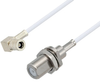 75 Ohm Mini SMB Plug Right Angle to 75 Ohm F Female Bulkhead Cable 12 Inch Length Using 75 Ohm RG187 Coax - PE3W07602-12 - Pasternack