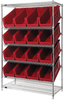 Open Wire Shelving, 6Shelves, 16Bin, Red; Shelving Unit Type Quantum Storage - 44AC8029 - Newark, An Avnet Company