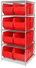 Open Wire Shelving, 5Shelves, 8Bins, Red; Shelving Unit Type Quantum Storage - 44AC8176 - Newark, An Avnet Company