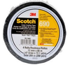 3M Scotch 690 Black Color Coding Bag/Packaging Tape - 12 mm Width x 66 m Length - 2.3 mil Thick - 74881 - 051125-74881 - R. S. Hughes Company, Inc.