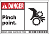 Brady B-302 Black / Red on White Polyester Machine & Equipment Safety Label - 5 in Width - 3 1/2 in Height - Printed Text = DANGER - PINCH POINT. - 86868 - 754476-86868 - R. S. Hughes Company, Inc.