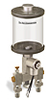 Clear View Multiple Feed Electro Lubricator, 1 pt Pyrex Reservoir, 2 Feeds, 1/4” OD Tube Outlets, 120V/60Hz - B4462-016PB0212061W - Oil-Rite Corp.
