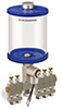 Blue Color Key, Clear View Multiple Feed Electro Lubricator, 1 qt Pyrex Reservoir, 5 Feeds, 1/8