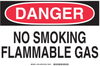Brady B-555 Aluminum Rectangle White Chemical, Biohazard, Hazardous & Flammable Material Sign - 14 in Width x 10 in Height - TEXT: DANGER NO SMOKING FLAMMABLE GAS - 15846 - 754473-16388 - R. S. Hughes Company, Inc.
