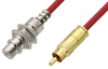75 Ohm RCA Male to 75 Ohm RCA Female Bulkhead Cable 12 Inch Length Using 75 Ohm PE-B159-RD Red Coax - PE38135/RD-12 - Pasternack