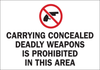 Brady B-401 High Impact Polystyrene Rectangle White Weapon Control Sign - 10 in Width x 7 in Height - 25977 - 754476-25977 - R. S. Hughes Company, Inc.