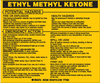 Brady B-928 Black on Yellow Rectangle Vinyl Hazardous Material Label - 4 1/2 in Width - 3 3/4 in Height - Printed Text = ETHYL METHYL KETONE - 93538 -- 754476-93538