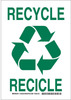 Brady B-555 Aluminum Rectangle White Recycle & Environment Sign - 10 in Width x 14 in Height - Language English / Spanish - TEXT: RECYCLE / RECICLE - 125526 - 754473-73175 - R. S. Hughes Company, Inc.