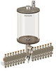 Levelux Clear View Multiple Feed Electro Lubricator, 1/2 gal Pyrex Reservoir, 16 Feeds, 1/4” OD Tube Outlets, 24VDC - B5177-064PB16024D1W - Oil-Rite Corp.