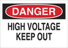 Brady B-401 Polystyrene Rectangle White Electrical Safety Sign - 10 in Width x 7 in Height - TEXT: DANGER HIGH VOLTAGE KEEP OUT - 22103 - 754476-22103 - R. S. Hughes Company, Inc.