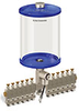 Blue Color Key, Clear View Multiple Feed Electro Lubricator, 1/2 gal Pyrex Reservoir, 12 Feeds, 1/8