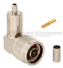Right Angle N Male (Plug) Connector For RG58 Cable, Crimp/Solder - FMCN1104 - Fairview Microwave Inc.