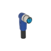 M12 Power Single-Ended Cordset: Female, angled, 4-pin(3+PE), K-coded, shielded, blue body, 600 V AC/DC, 20 A; PUR black cable, ca. 2,5mm² - RKWTS 4K-1027 - Belden Inc.