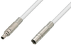 75 Ohm Mini SMB Plug to 75 Ohm Mini SMB Jack Cable 12 Inch Length Using 75 Ohm PE-B159-WH White Coax - PE38141/WH-12 - Pasternack