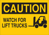 Brady B-401 Polystyrene Rectangle Yellow Truck & Forklift Warehouse Traffic Sign - 10 in Width x 7 in Height - TEXT: WATCH FOR LIFT TRUCKS - 122521 - 754473-71464 - R. S. Hughes Company, Inc.