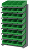 Akro-Mils APRS 900 lb Green Gray Powder Coated Steel 16 ga Single Sided Fixed Rack - 36 3/4 in Overall Length - 32 Bins - Bins Included - APRS18088 GREEN - APRS18088 GREEN - R. S. Hughes Company, Inc.