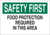 Brady B-120 Fiberglass Reinforced Polyester Rectangle White Food Sanitation Sign - 10 in Width x 7 in Height - TEXT: SAFETY FIRST FOOT PROTECTION REQUIRED IN THIS AREA - 47375 -- 754476-47375 - Image