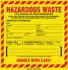 Brady B-7569 Black / Red on Yellow Square Vinyl Health, Sanitation & Waste Label - 6 in Width - 6 in Height - Printed Text = HAZARDOUS WASTE - FEDERAL LAW PROHIBITS IMPROPER DISPOSAL - CALIFORNIA SPEC - 754473-70658 - R. S. Hughes Company, Inc.