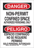 Brady B-302 Polyester Rectangle White Confined Space Sign - 10 in Width x 14 in Height - Laminated - Language English / Spanish - TEXT: DANGER / PELIGRO - 124096 - 754473-79852 - R. S. Hughes Company, Inc.