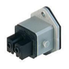 Rectangular Receptacle Power Connector (ST Series): Female, front mount with flange with coding slot, 2-pin+PE, grey housing, 230 V AC/DC, 16 A AC/6 A DC -- STAKEI 200 - Image