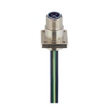 M12 Power Receptacle Connector: Male, front mount with Flange, 4-pin(3+PE), S-coded, shielded, silver housing, 600 V AC/DC, 16 A -- RSA0S 4S-033