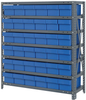 Open Shelving, 7Shelves, 36Bins, Blue; Shelving Unit Type Quantum Storage - 44AC8786 - Newark, An Avnet Company