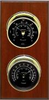 2 Instrument Weather Station - Catalina, Brass cases, Black dials, Mahogany panel