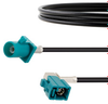 Water Blue FAKRA Plug to FAKRA Jack Right Angle Cable 24 Inch Length Using RG174 Coax - FMCA1353Z-24 - Fairview Microwave Inc.