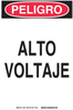 Brady B-555 Aluminum Rectangle White Electrical Safety Sign - 10 in Width x 14 in Height - Language Spanish - TEXT: PELIGRO ALTO VOLTAJE - 38561 - 754473-38561 - R. S. Hughes Company, Inc.